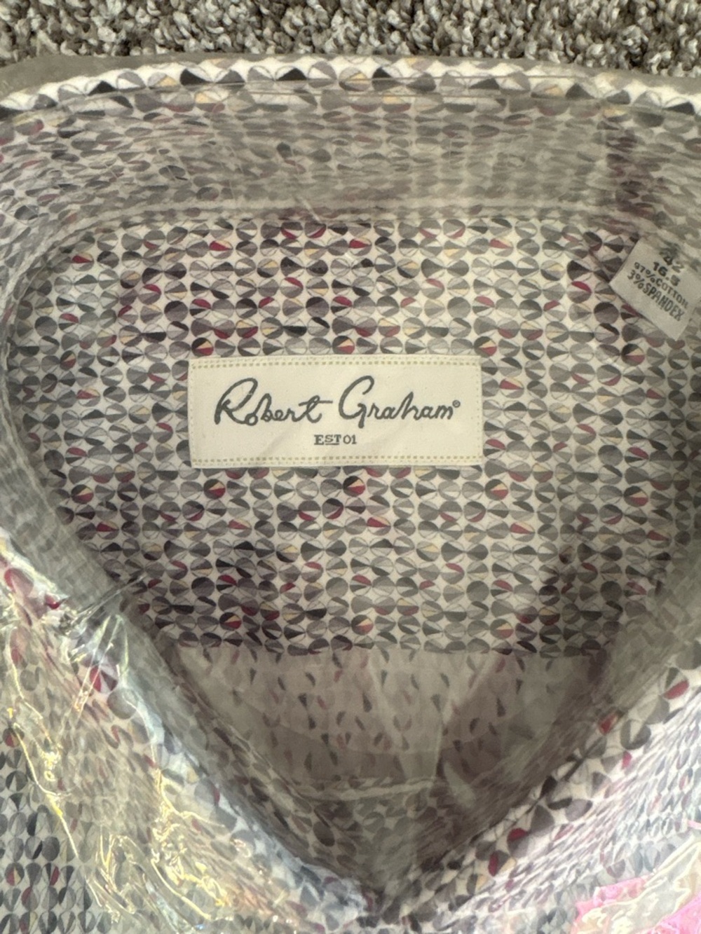 Robert Graham White Multicolor Tiny Chevron Dress Shirt - Picture 3 of 4